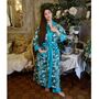 Ladies Green Leaf Print Cotton Dressing Gown, thumbnail 3 of 5