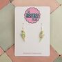 Small Light Green Glitter Lightning Bolt Earrings / Electric Green Jewellery Small Mint Statement / Pastel Flash Gift, thumbnail 1 of 6