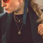 Disc Pendant Layered Gold Necklace With Three Chains, thumbnail 5 of 9