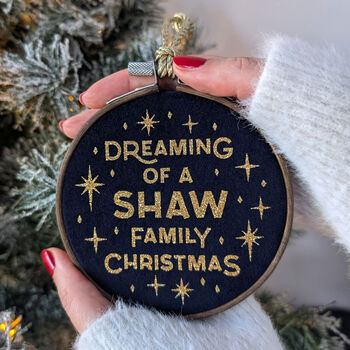 Personalised Dreaming Of A Family Christmas Decoration, 2 of 4
