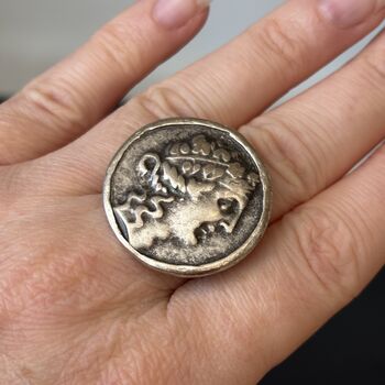 Roman Style Silver Disc Adjustable Ring, 5 of 8