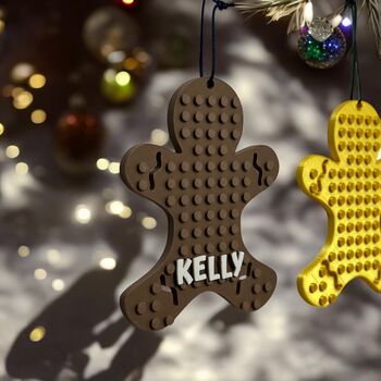 Personalised Lego Compatible Gingerbread Chistmas Tree Decoration, 2 of 6