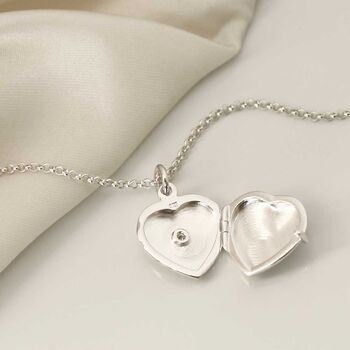 Diamond Kissed Silver Heart Locket, 3 of 9