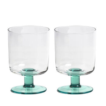 Eddie Wine Glasses Set Of Two Clear/Green, 2 of 5