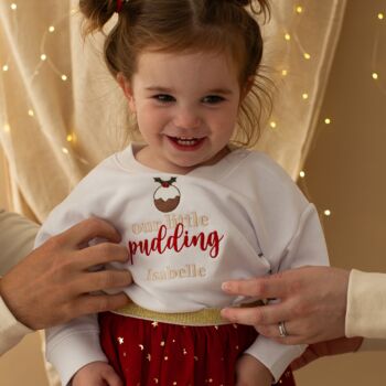 Personalised Our Little Pudding Christmas Sweatshirt, 2 of 4