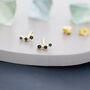Extra Tiny Sapphire Blue Cz Trio Stud Earrings, thumbnail 2 of 12