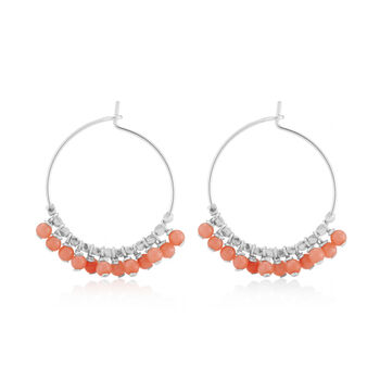 Coral And Gold Nugget Medium Hoops, 2 of 4