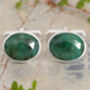 Oval Emerald Cufflinks In Sterling Silver, thumbnail 1 of 3