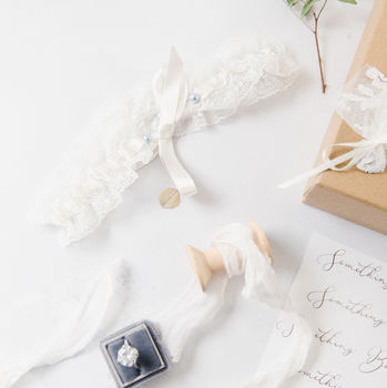 Letterbox Friendly Tie Style Wedding Bridal Garter, 3 of 6