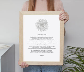 Personalised Black And White Floral Poem Print, 6 of 7
