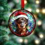 Dachshund Dapple In Santa Hat Suncatcher Decoration, thumbnail 4 of 6