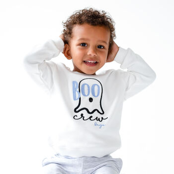 Boo Crew Halloween Embroidered Sweatshirt Jumper Personalised With Child's Name, 2 of 5