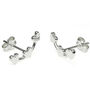 Sterling Silver 925 Trio Love Heart Ear Crawler Stud Earrings, thumbnail 3 of 7