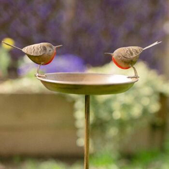 Vintage Robin Bird Bath Feeder Bowl Garden Decor Statue, 3 of 8