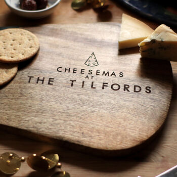 Personalised Christmas Wood And Slate Cheese Board, 3 of 7
