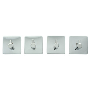 Pack Of Four Chrome Self Adhesive Wall Hooks, 3 of 6