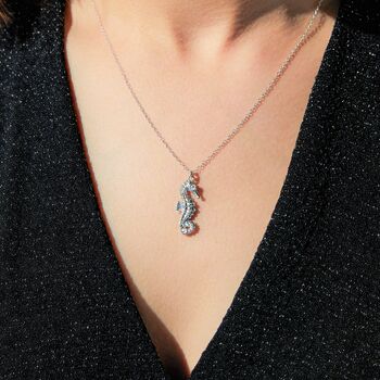 Sterling Silver Seahorse Nature Pendant Necklace, 2 of 7