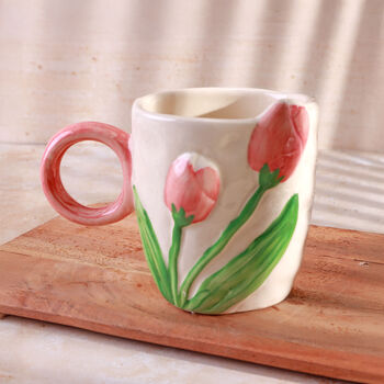 G Decor Handmade And Hand Painted Tulip And Hearts Mug Collection, 3 of 5