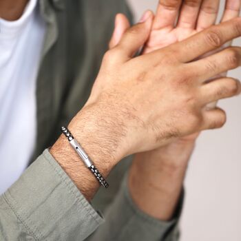 Personalised Men's Silver And Black Ball Chain Bracelet, 2 of 8