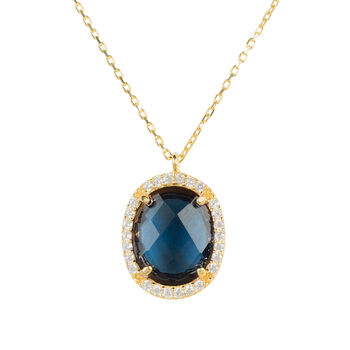 Beatrice Oval Gemstone Necklace Gold Plated Silver, 5 of 12