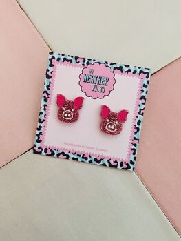 Pig Studs / Farm Animal Jewellery / Cute Resin Animal Studs, 2 of 5