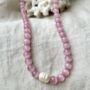 Cassis Pink Bead Pearl Sterling Silver Necklace, thumbnail 1 of 2