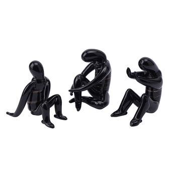 Set Of Three Black Glass Yoga Pose Ornaments, 2 of 2