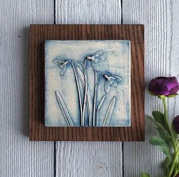 Snowdrops Plaster Cast Plaque Mounted On Wood, 8 of 12