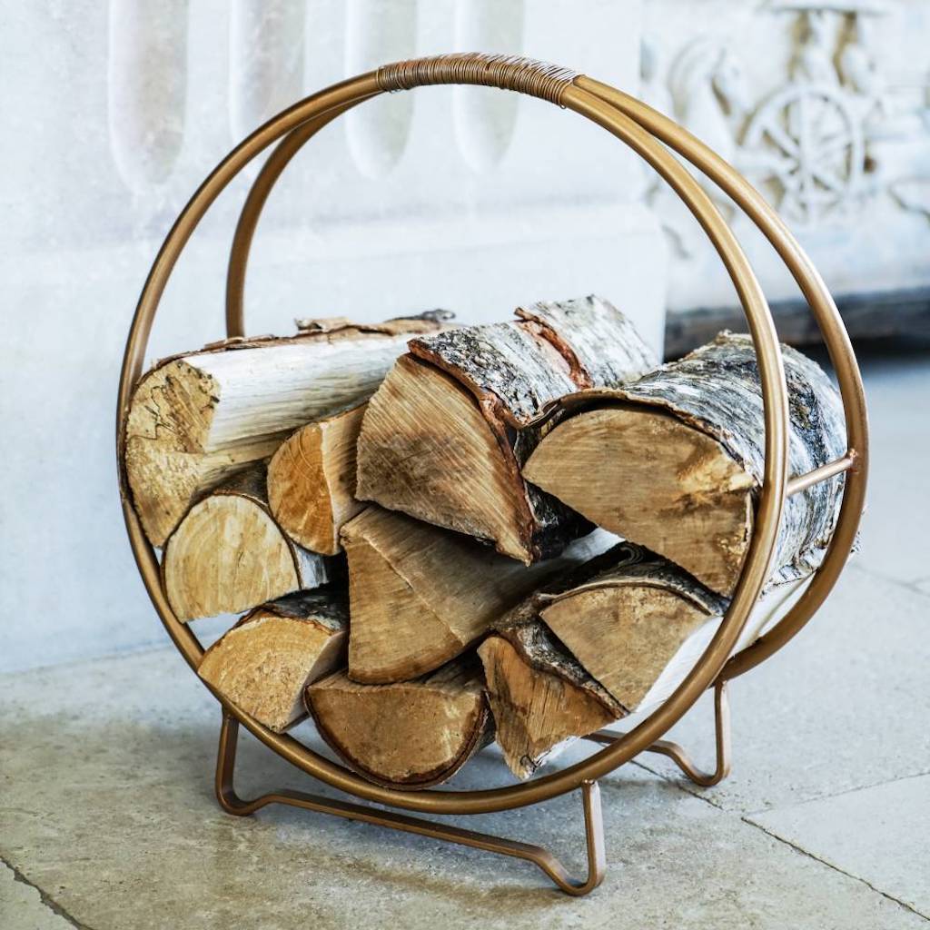 Circular Copper Fireside Log Holder By Lime Lace