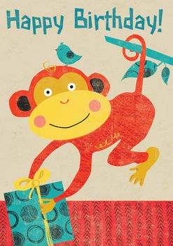 Retro Monkey Birthday Card, 2 of 2