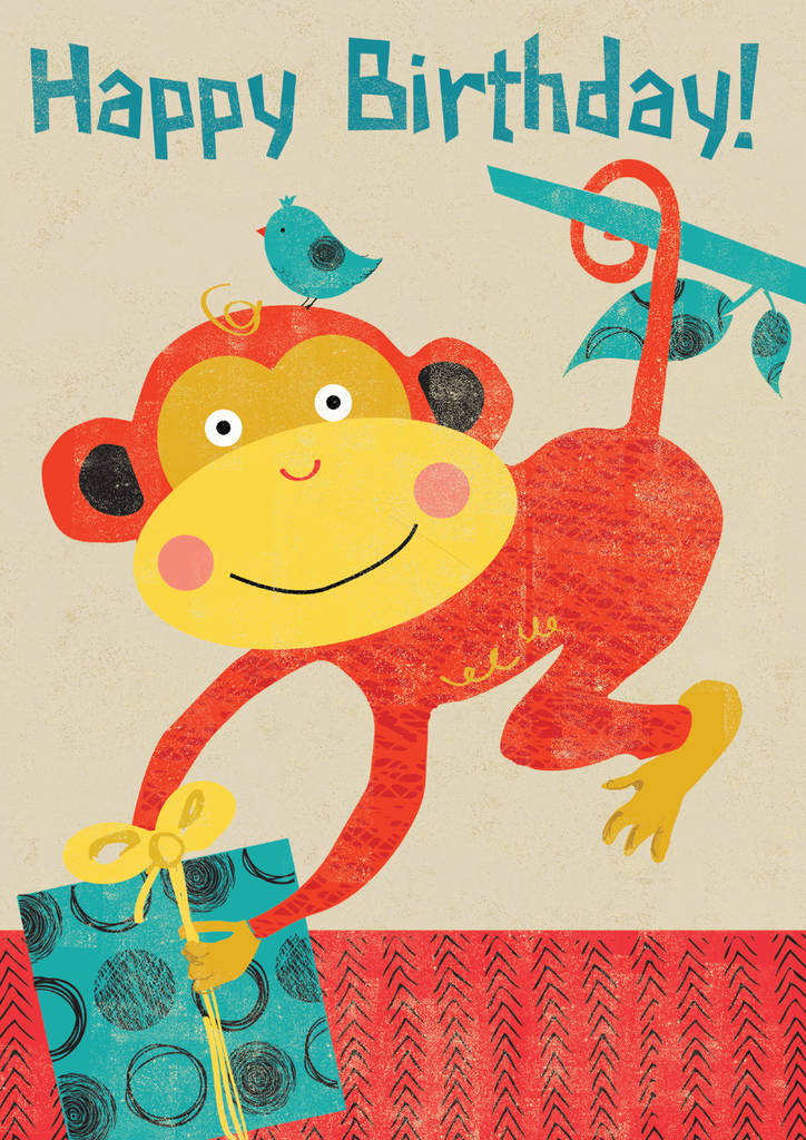 Retro Monkey Birthday Card By Rocket 68 | notonthehighstreet.com