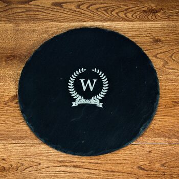 Monogrammed Wreath Slate Cheese Board, 8 of 10