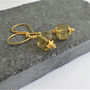 Carved Olive Quartz Dangle Earrings In Gold Vermeil, thumbnail 2 of 2