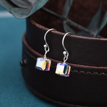 Aurora Borealis Cube Drop Hook Earrings, 5 of 11