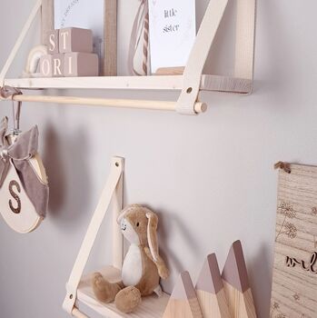 Floating Pair Of Nursery Shelves With Rail, 3 of 9