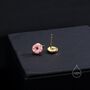 Enamel Glazed Donut Stud Earrings, thumbnail 3 of 10