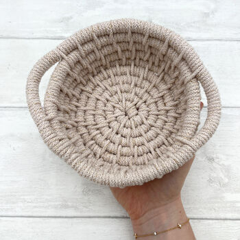 Macrame Kit Coiled Baskets, Nude Pink And Gold Limited Edition, 3 of 7