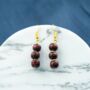 Three Red Sandalwood Lightweight Pearl Drop Earrings, thumbnail 2 of 2