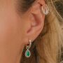 May Birthstone Green Onyx Sterling Silver Huggie Hoop Earrings, thumbnail 1 of 11
