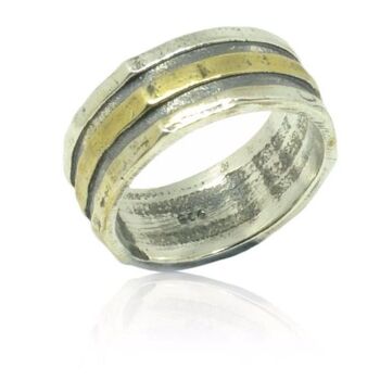 925 Silver And Gold Plated Band Ring, 2 of 5