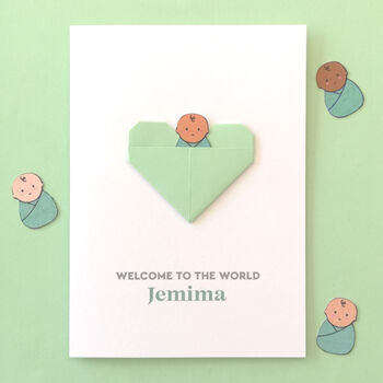 New Baby Girl Origami Heart Card, 9 of 12
