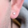 Unisex Sterling Silver Starburst Stud Earrings, thumbnail 1 of 9