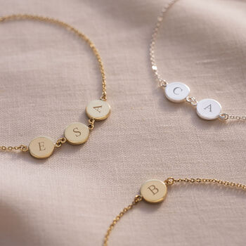 Mini Initial Disc Personalised Slider Bracelet, 2 of 11