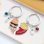 Personalised Pair Of Best Friends Burger And Fries Keyrings, Matching Set, thumbnail 1 of 7