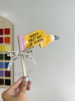 Personalised 'First Day Of' Acrylic Pencil Flag Keepsake, 4 of 4
