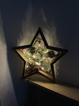 Wooden Christmas Light Up Ornament Tree And Star Set, 6 of 12