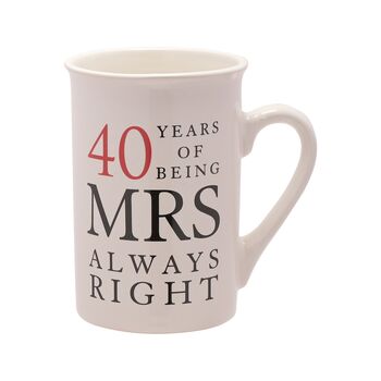 Ruby Anniversary 40 Years Mr And Mrs Always Right Mugs, 4 of 5