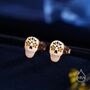 Sterling Silver Enamel Sugar Skull Stud Earrings, thumbnail 3 of 12