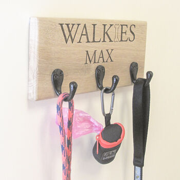Personalised Walkie's Oak Dog Lead Hooks, 2 of 5