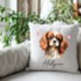 Personalised King Charles Spaniel Hearts Cushion Cover Gift, thumbnail 1 of 2